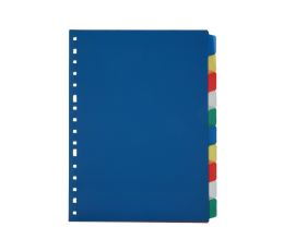 SEPARADOR LIDERPAPEL PLASTICO JUEGO DE 10 SEPARADORES FOLIO 16 TALADROS