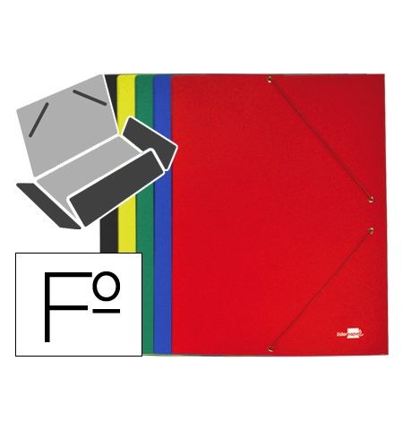 CARPETA LIDERPAPEL GOMAS FOLIO 3 SOLAPAS CARTON PLASTIFICADO COLORES SURTIDOS