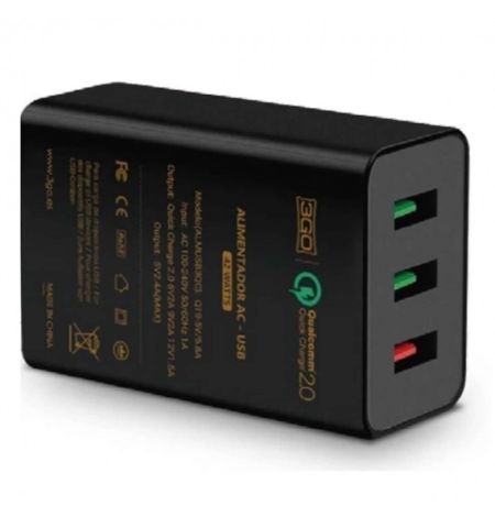CARGADOR USB HOGAR 3GO (1 QC + 2 USB) CARGADOR USB HOGAR 3GO (1 QC + 2 USB)