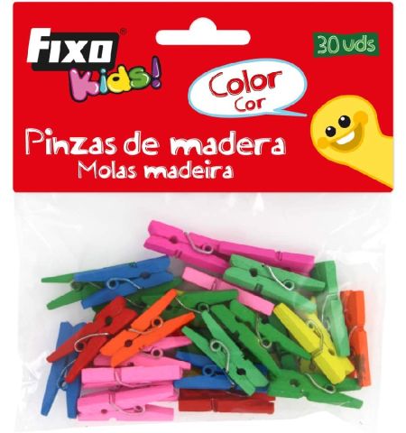 PINZAS MADERA COLORES MINI FIXO BLISTER 30 UNIDADES PINZAS MADERA COLORES MINI FIXO BLISTER 30 UNIDADES