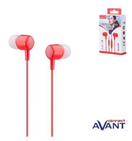 AURICULARES AVANT CONNECT IN-EAR CON MICROFONO AV1105 (CABLE 1,2M / JACK 3,5MM) COLOR ROJO